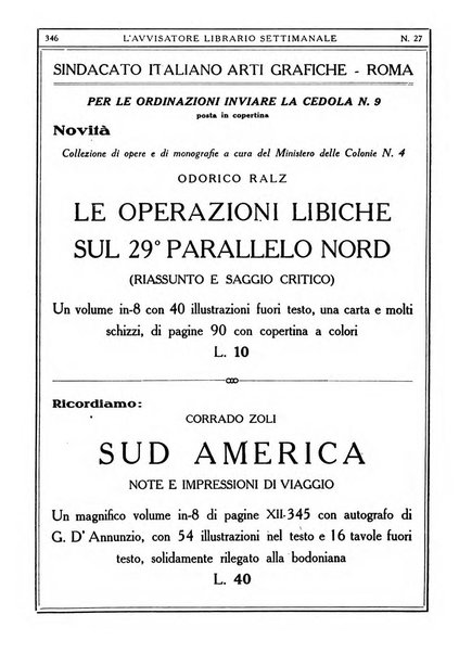 L'avvisatore librario settimanale bollettino bibliografico