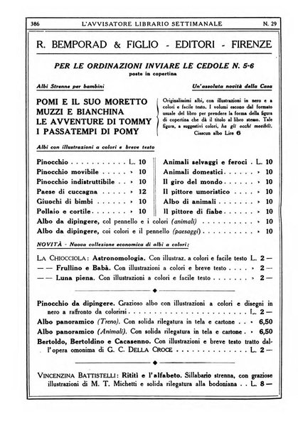 L'avvisatore librario settimanale bollettino bibliografico