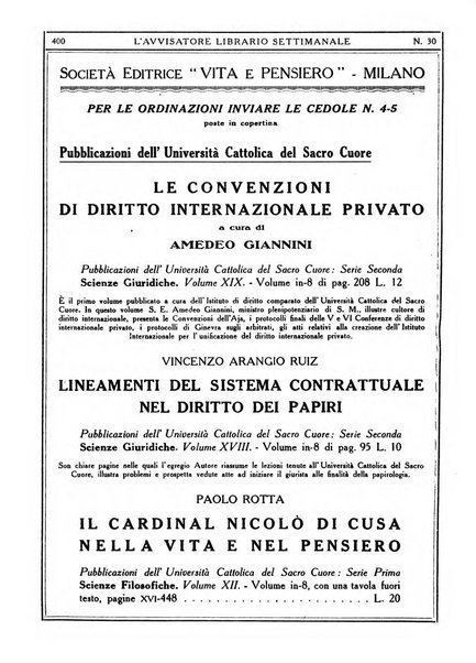 L'avvisatore librario settimanale bollettino bibliografico