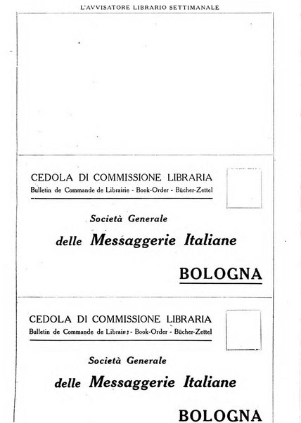 L'avvisatore librario settimanale bollettino bibliografico