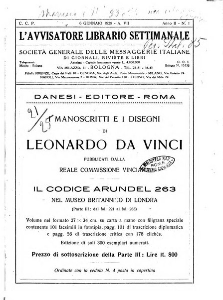 L'avvisatore librario settimanale bollettino bibliografico