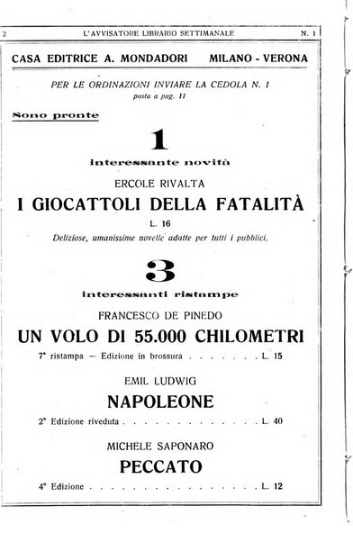 L'avvisatore librario settimanale bollettino bibliografico