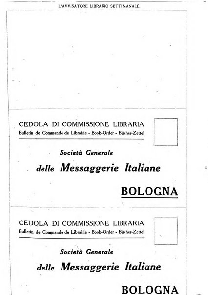 L'avvisatore librario settimanale bollettino bibliografico