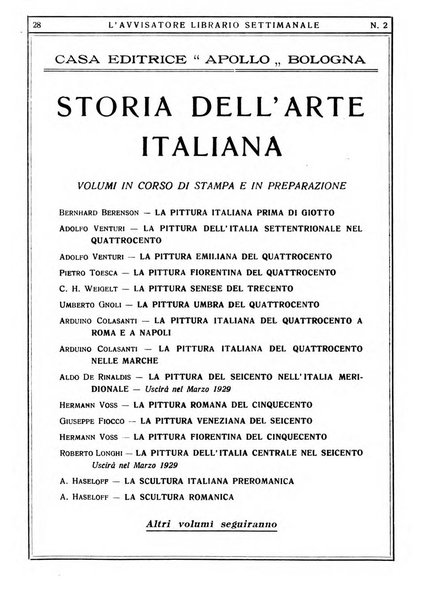 L'avvisatore librario settimanale bollettino bibliografico