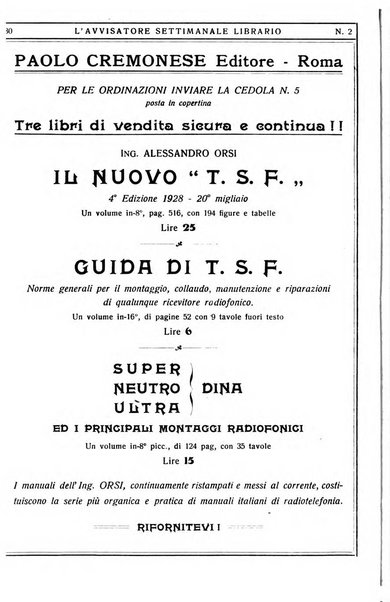 L'avvisatore librario settimanale bollettino bibliografico