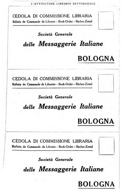 L'avvisatore librario settimanale bollettino bibliografico