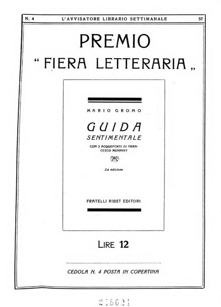 L'avvisatore librario settimanale bollettino bibliografico