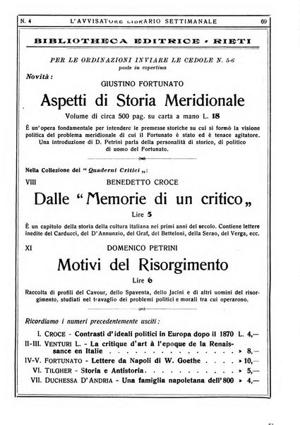 L'avvisatore librario settimanale bollettino bibliografico