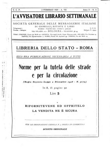 L'avvisatore librario settimanale bollettino bibliografico