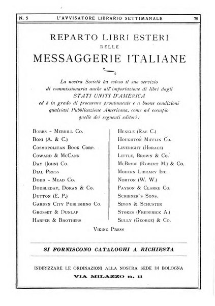 L'avvisatore librario settimanale bollettino bibliografico