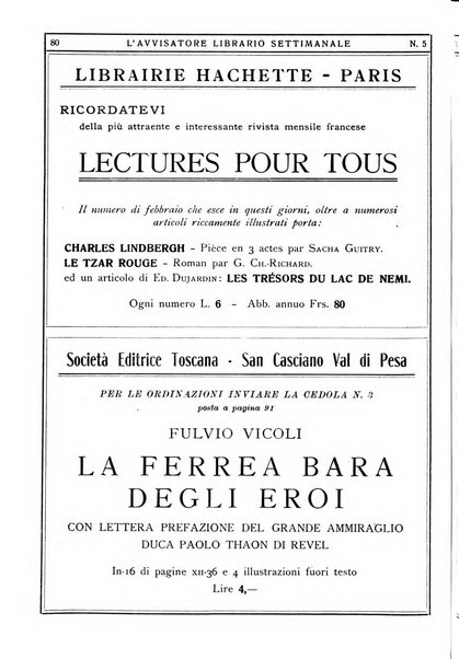 L'avvisatore librario settimanale bollettino bibliografico