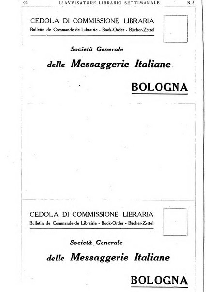 L'avvisatore librario settimanale bollettino bibliografico