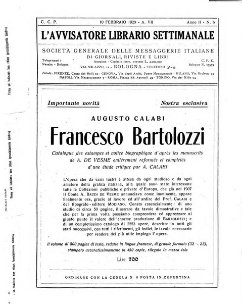 L'avvisatore librario settimanale bollettino bibliografico