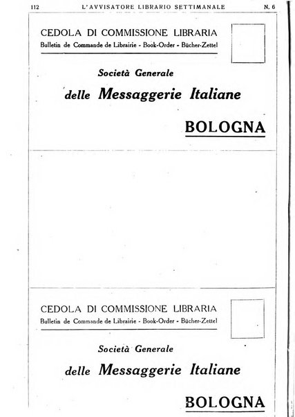 L'avvisatore librario settimanale bollettino bibliografico