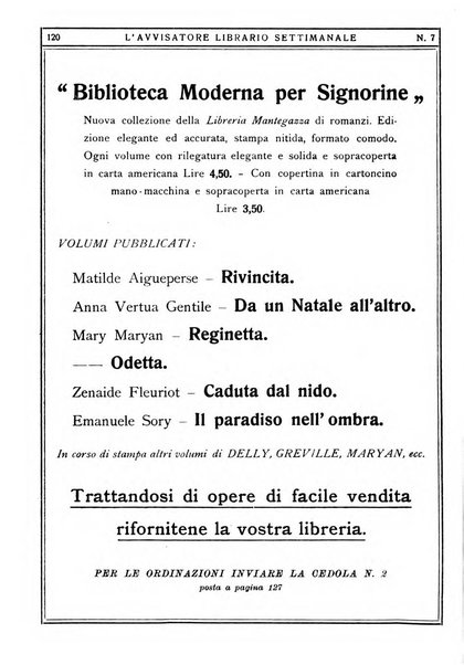 L'avvisatore librario settimanale bollettino bibliografico