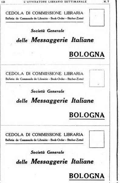 L'avvisatore librario settimanale bollettino bibliografico