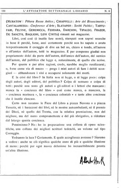 L'avvisatore librario settimanale bollettino bibliografico