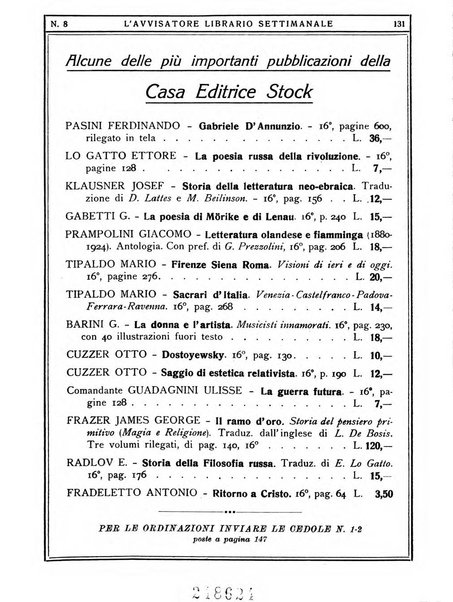 L'avvisatore librario settimanale bollettino bibliografico