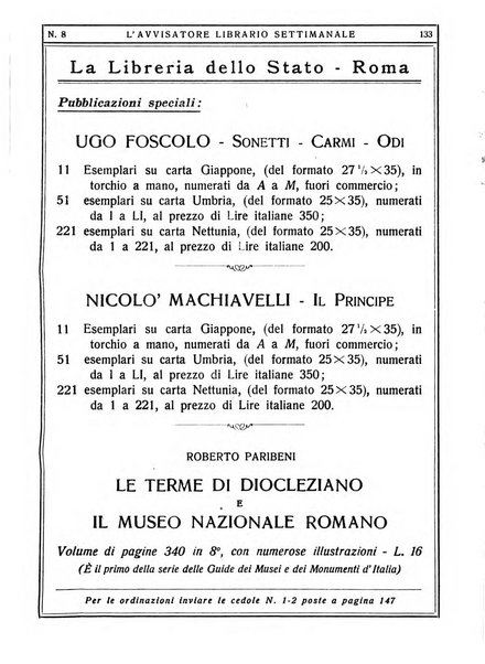 L'avvisatore librario settimanale bollettino bibliografico