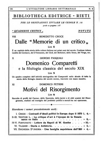 L'avvisatore librario settimanale bollettino bibliografico