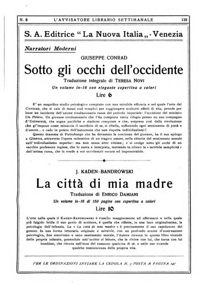 L'avvisatore librario settimanale bollettino bibliografico