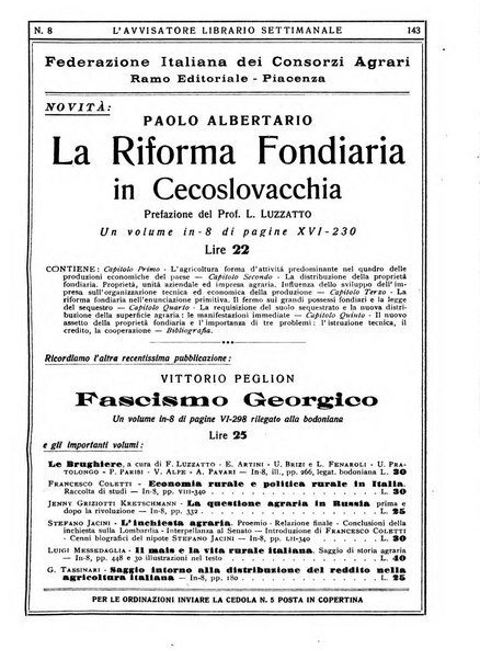 L'avvisatore librario settimanale bollettino bibliografico