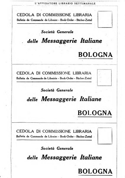 L'avvisatore librario settimanale bollettino bibliografico