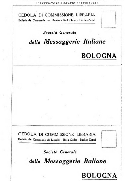 L'avvisatore librario settimanale bollettino bibliografico