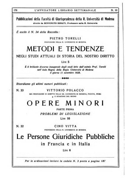 L'avvisatore librario settimanale bollettino bibliografico