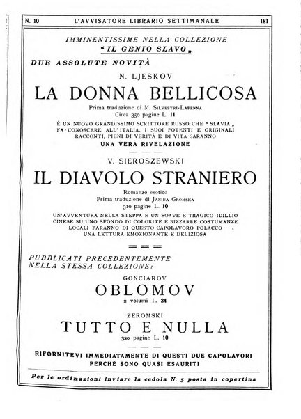 L'avvisatore librario settimanale bollettino bibliografico