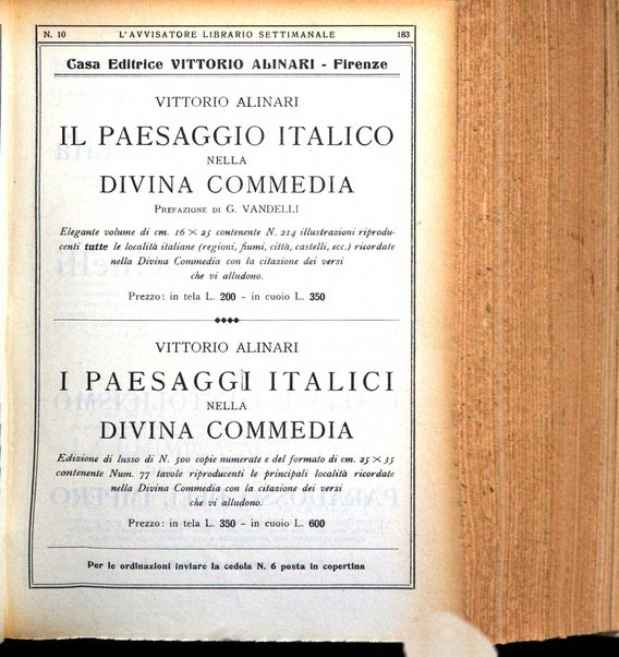 L'avvisatore librario settimanale bollettino bibliografico