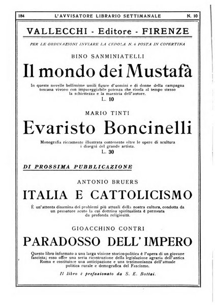 L'avvisatore librario settimanale bollettino bibliografico