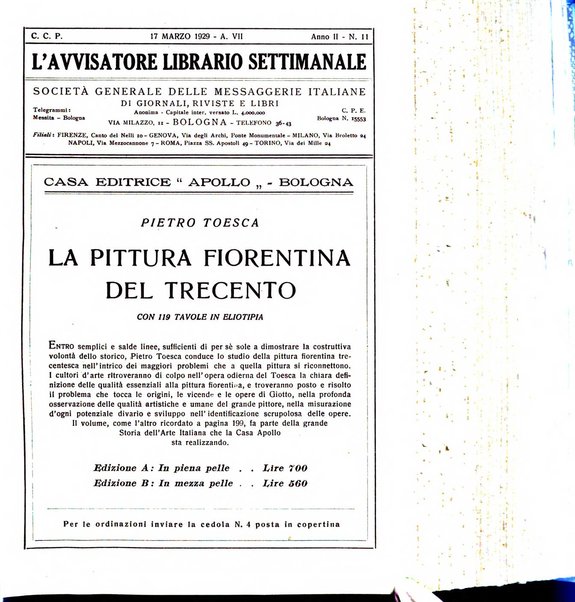 L'avvisatore librario settimanale bollettino bibliografico