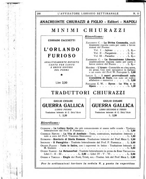 L'avvisatore librario settimanale bollettino bibliografico