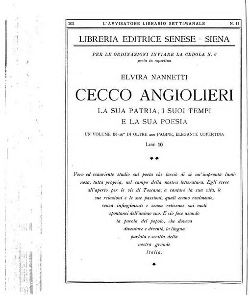 L'avvisatore librario settimanale bollettino bibliografico