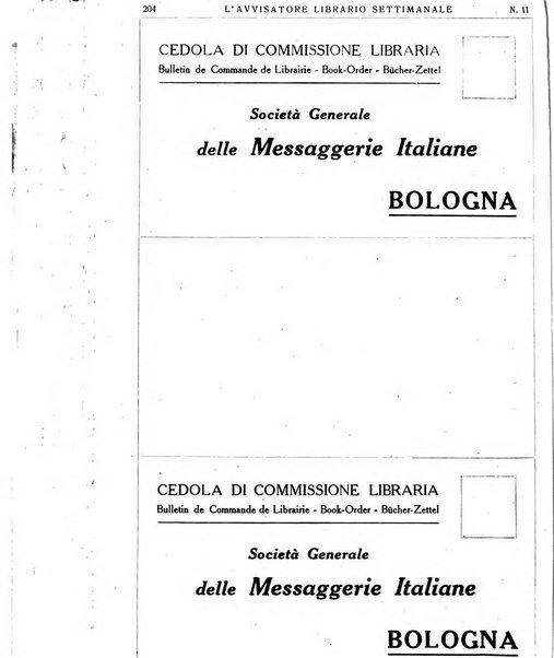 L'avvisatore librario settimanale bollettino bibliografico