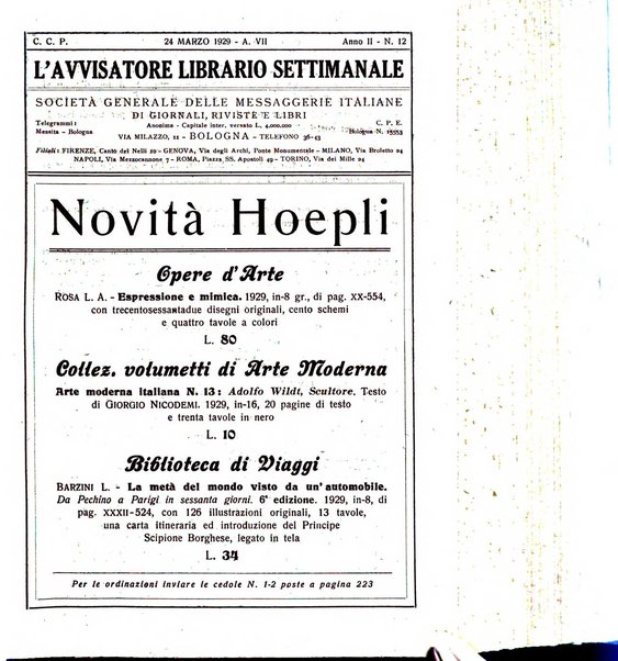 L'avvisatore librario settimanale bollettino bibliografico