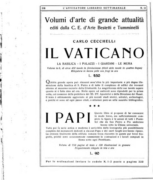 L'avvisatore librario settimanale bollettino bibliografico