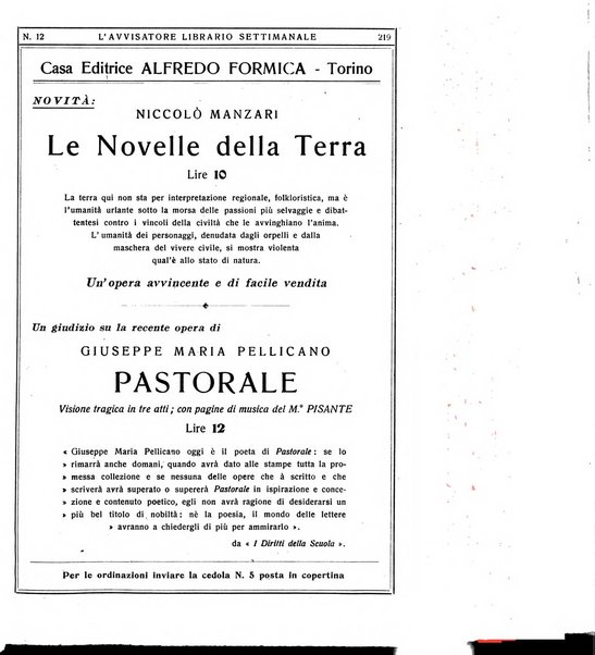 L'avvisatore librario settimanale bollettino bibliografico