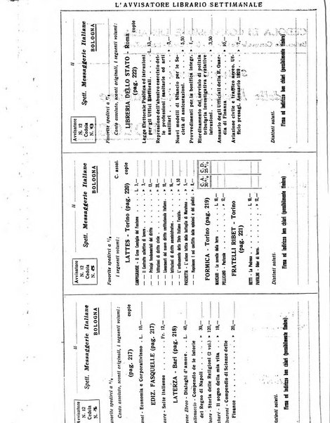 L'avvisatore librario settimanale bollettino bibliografico