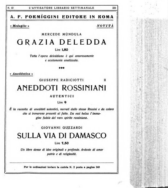 L'avvisatore librario settimanale bollettino bibliografico