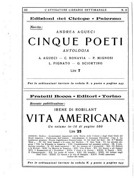 L'avvisatore librario settimanale bollettino bibliografico