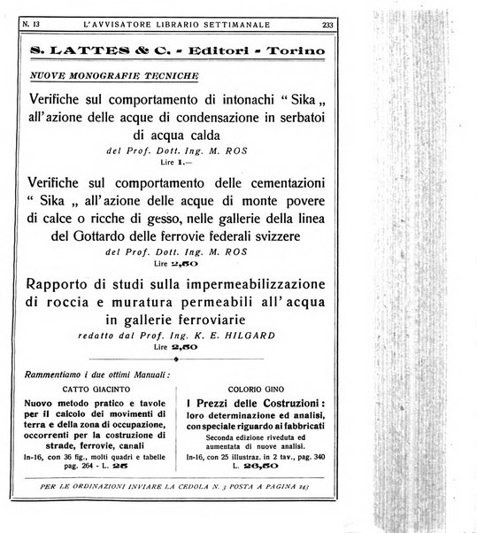 L'avvisatore librario settimanale bollettino bibliografico