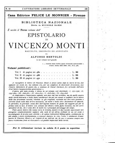 L'avvisatore librario settimanale bollettino bibliografico