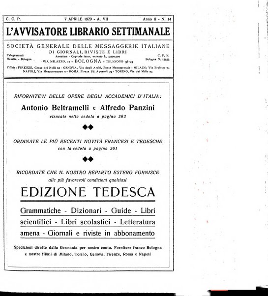 L'avvisatore librario settimanale bollettino bibliografico