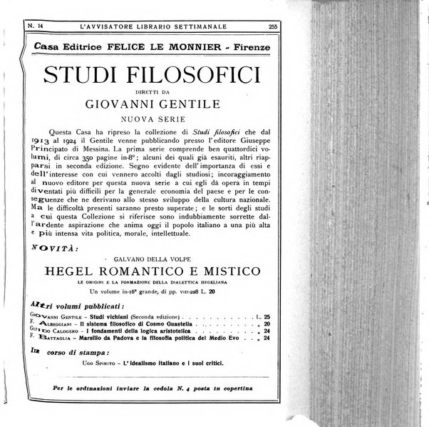 L'avvisatore librario settimanale bollettino bibliografico