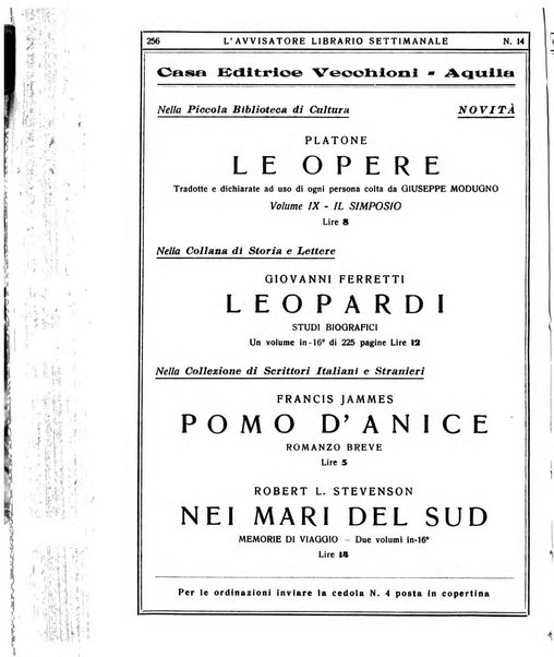 L'avvisatore librario settimanale bollettino bibliografico