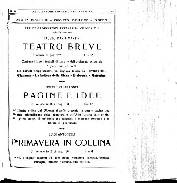 L'avvisatore librario settimanale bollettino bibliografico