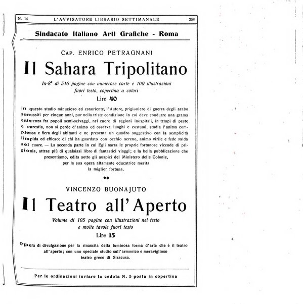 L'avvisatore librario settimanale bollettino bibliografico