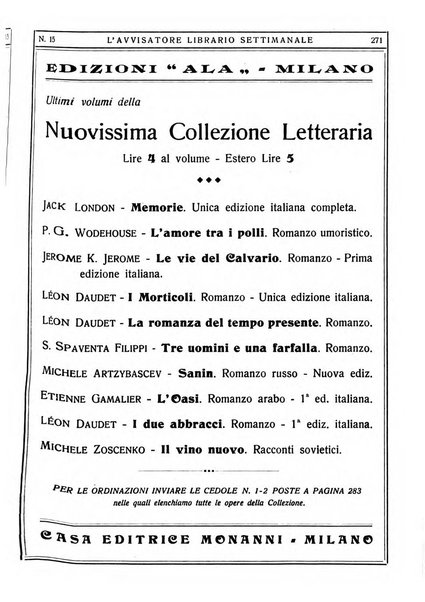 L'avvisatore librario settimanale bollettino bibliografico